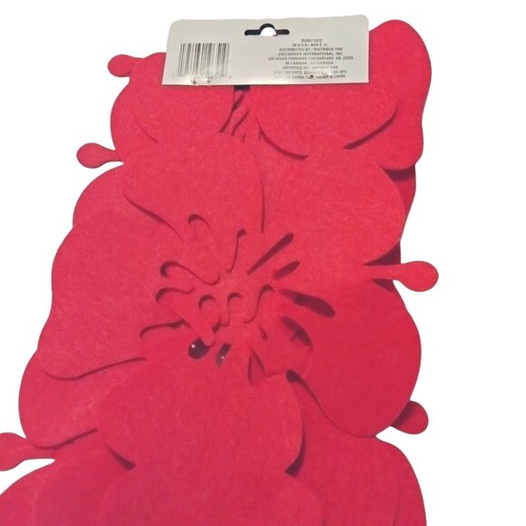 Hibiscus Table Runner Party Decor Pink Felt Tropical Floral Tiki Beachy Pool - Picture 3 of 4